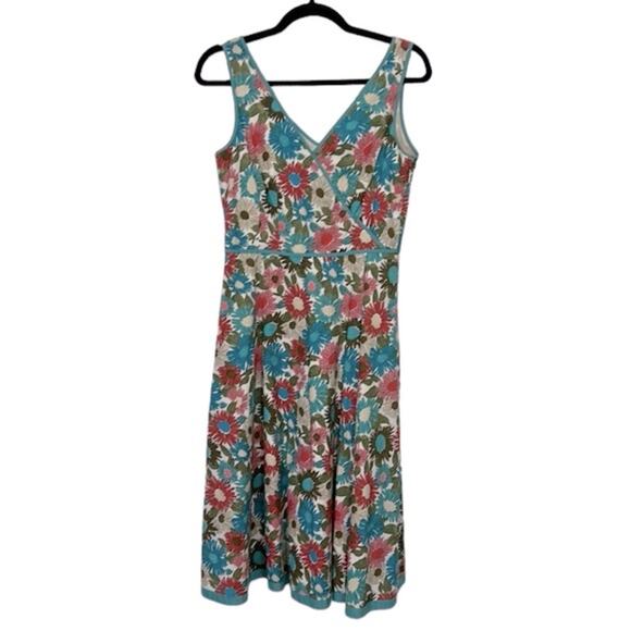 Boden Multicolor Floral Sleeveless Midi Dress, Women’s, Size 10R - Picture 1 of 6